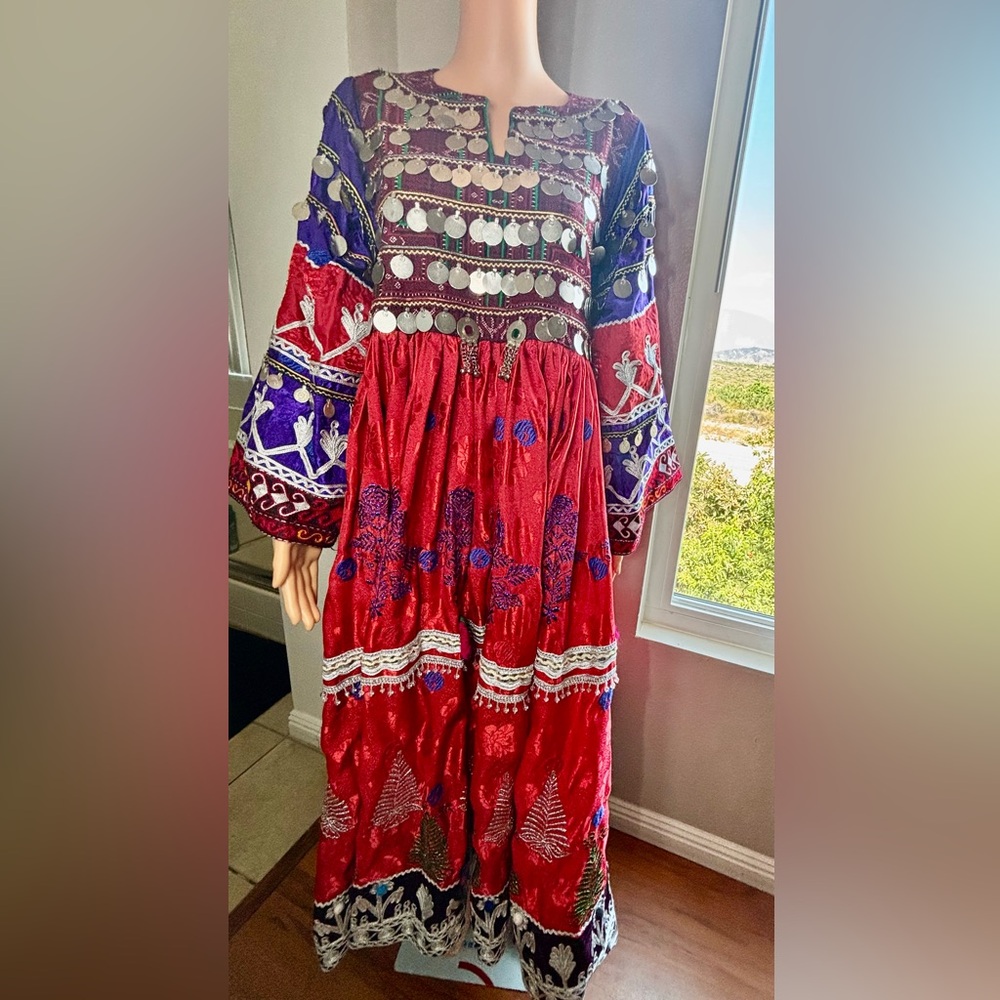 Embellished Purple and Blue Long Sleeve Sundress